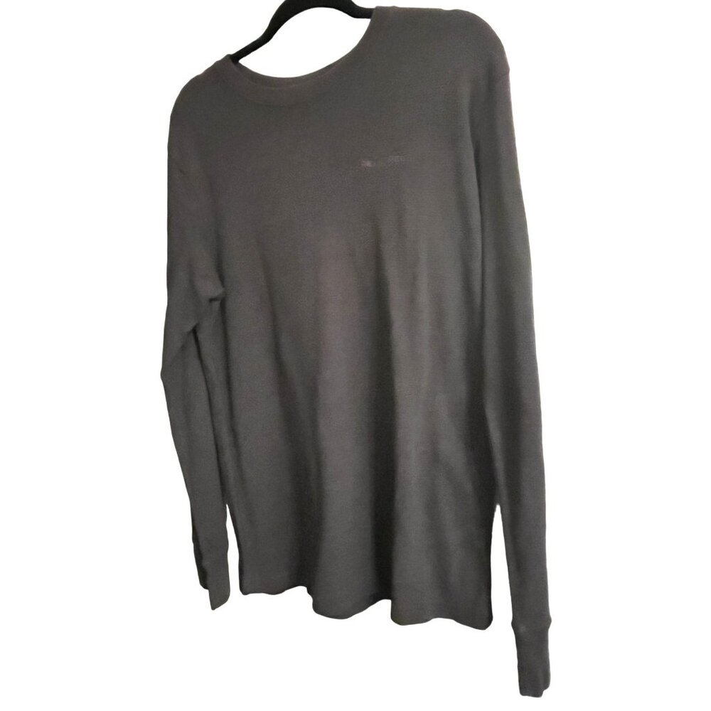REAL TREE Mens Large 42/44 Olive Green Waffle Knit Long Sleeve Shirt